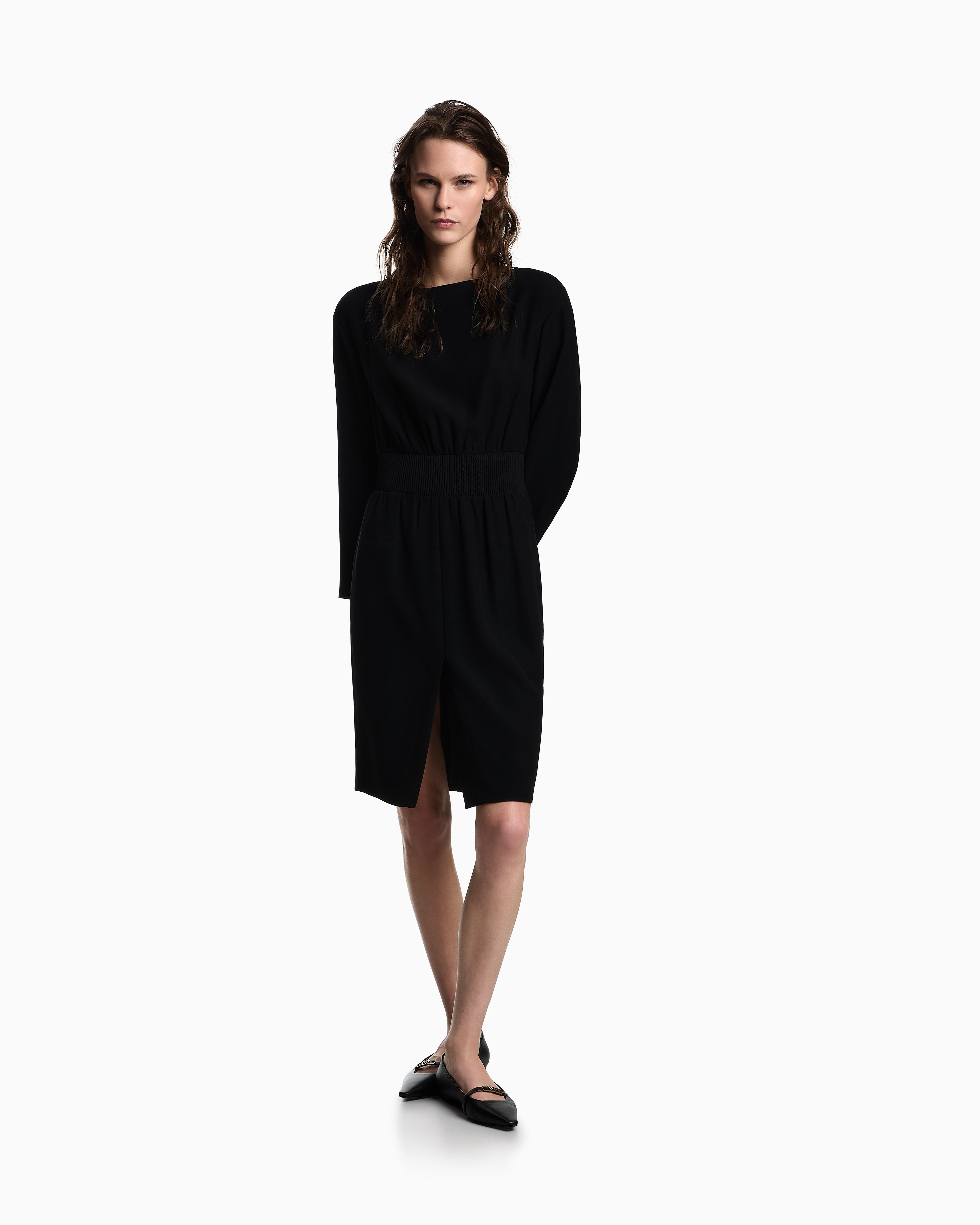 Emporio Armani Technical-cady dress with elasticated waist