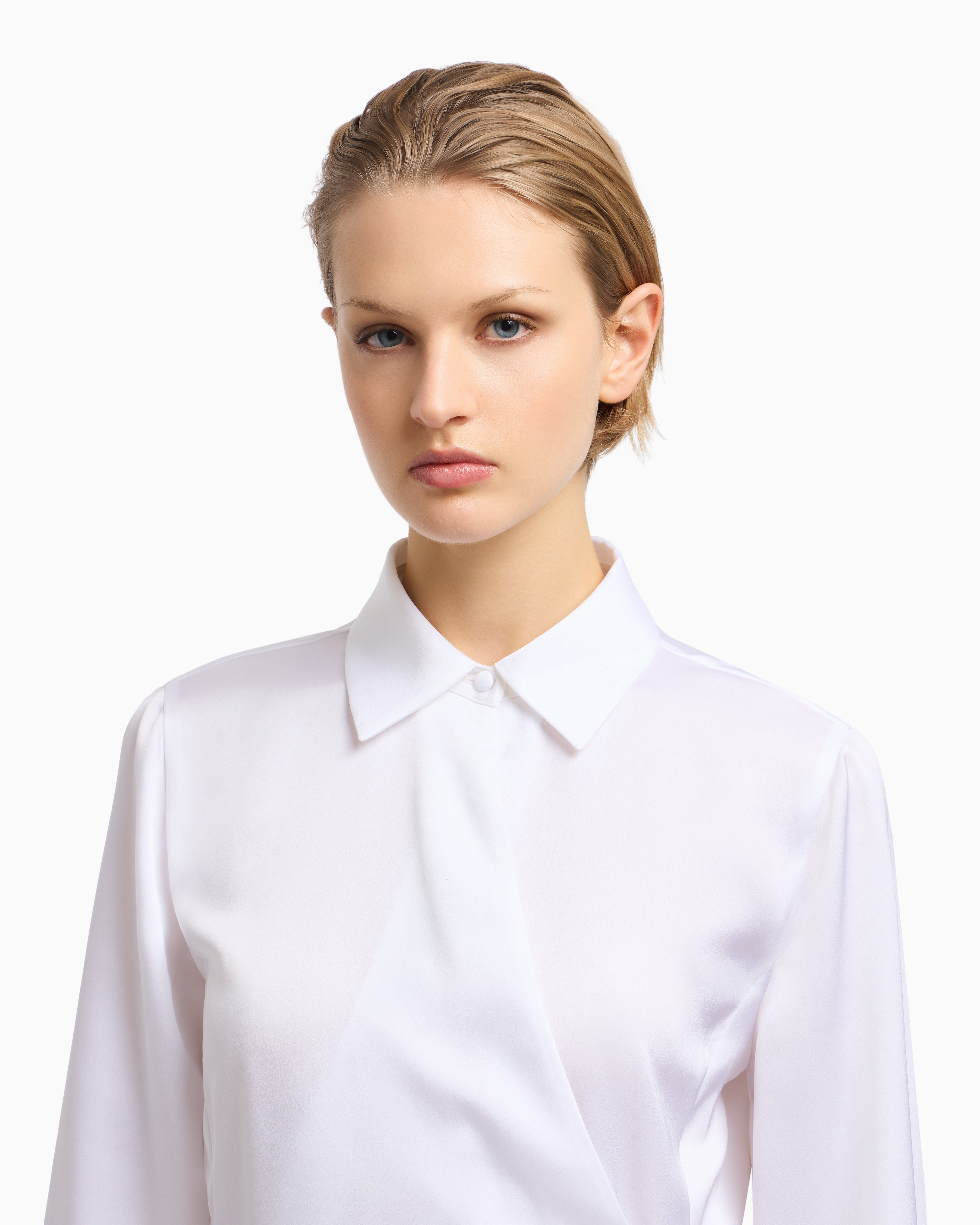 Emporio Armani Satin crêpe wrap shirt