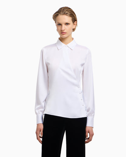 Emporio Armani Satin crêpe wrap shirt