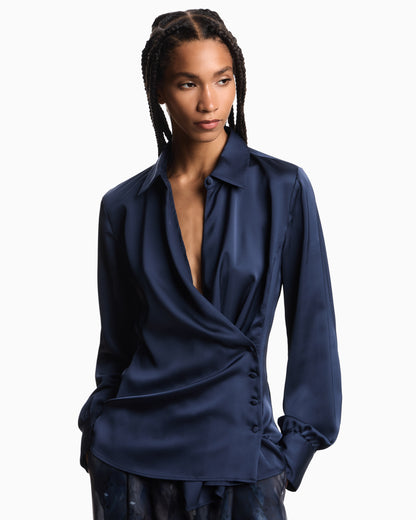 Emporio Armani Satin crêpe wrap shirt