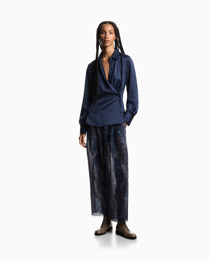 Emporio Armani Satin crêpe wrap shirt