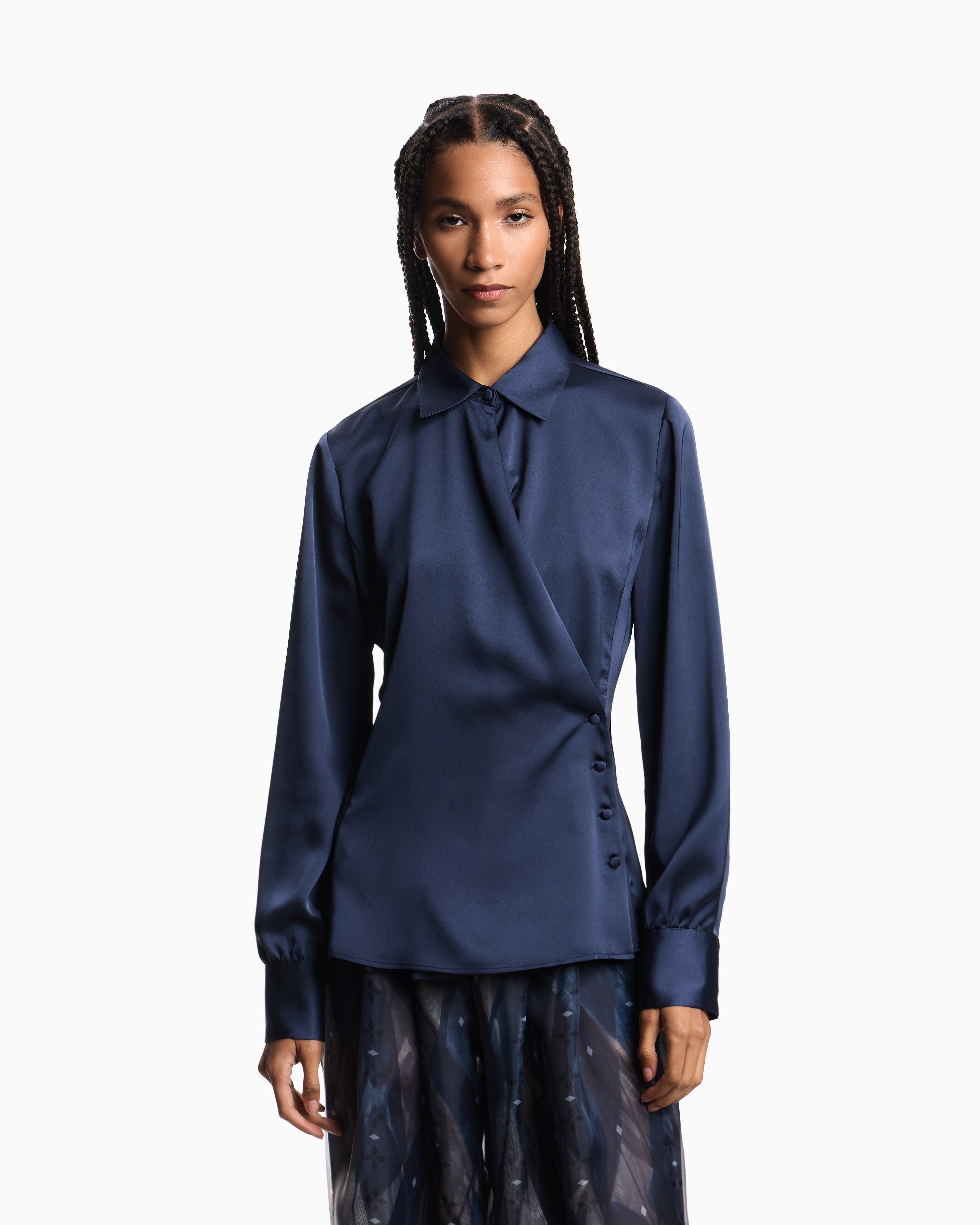 Emporio Armani Satin crêpe wrap shirt