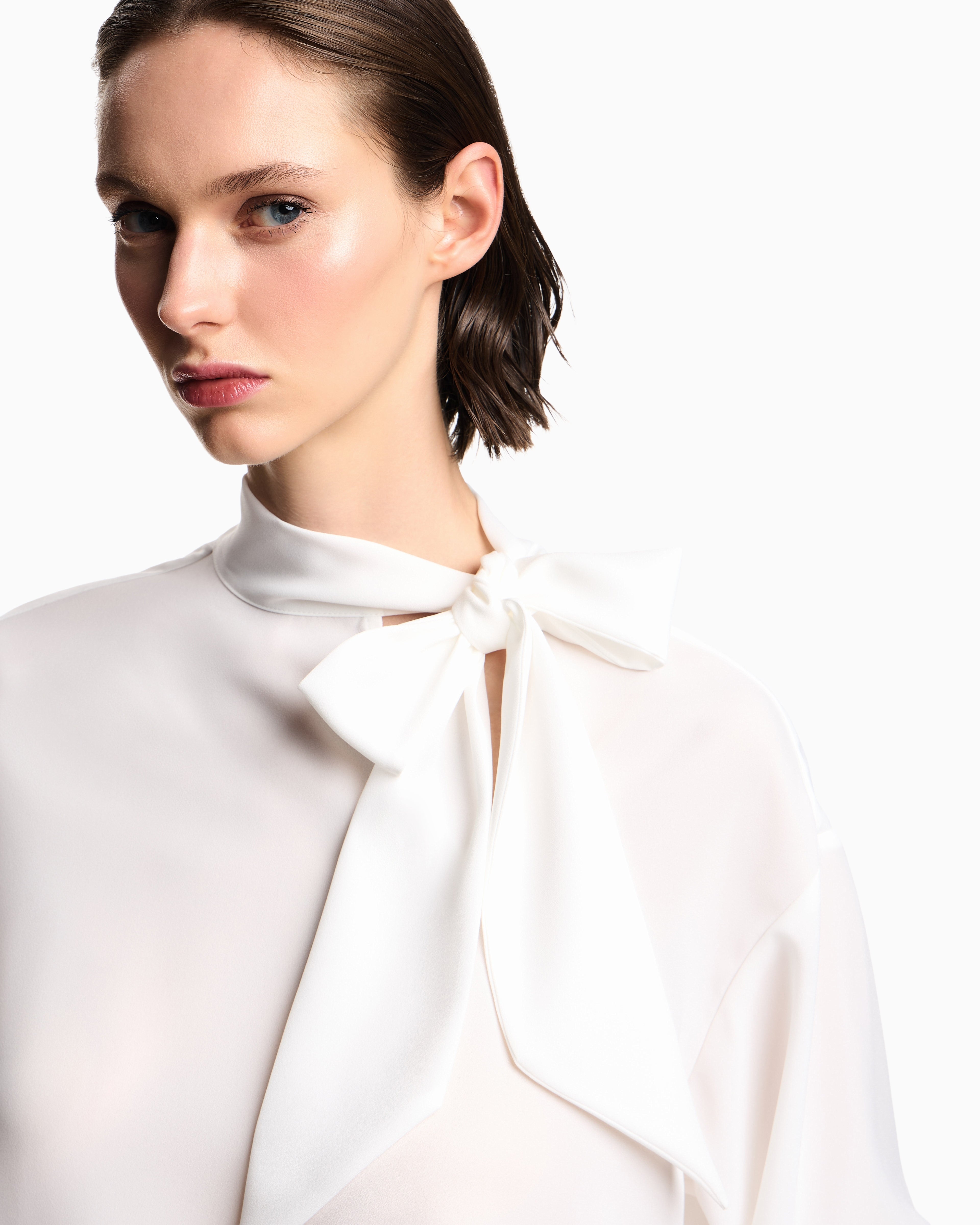 Emporio Armani Fluid crêpe blouse with foulard collar