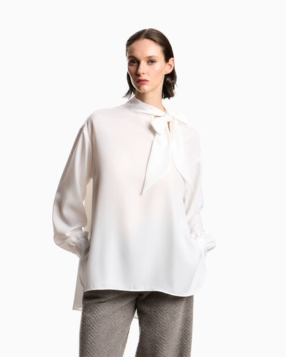 Emporio Armani Fluid crêpe blouse with foulard collar