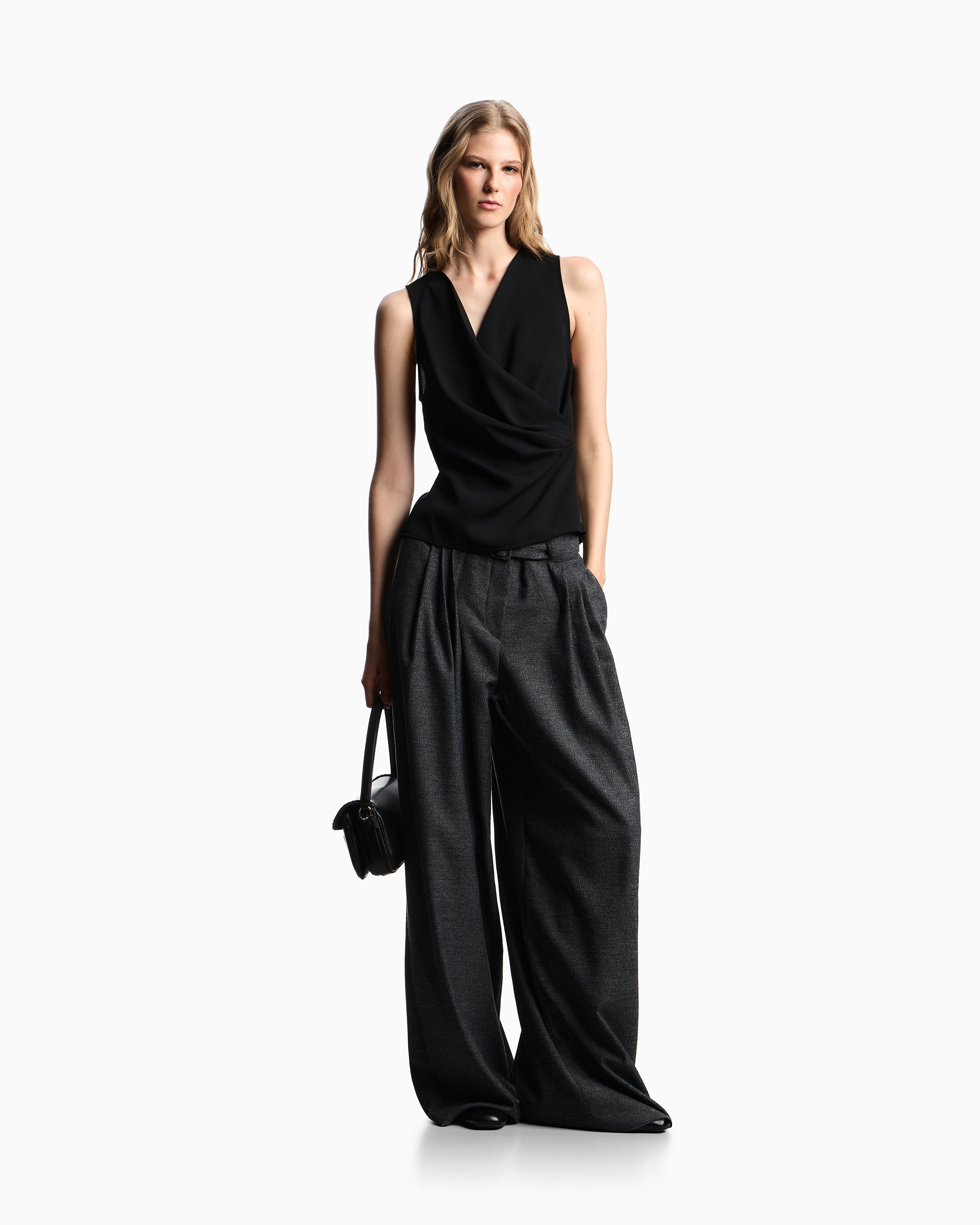 Emporio Armani Fluid crêpe top with draping