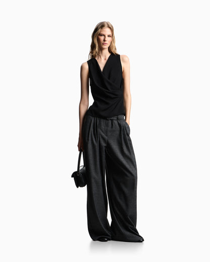 Emporio Armani Fluid crêpe top with draping