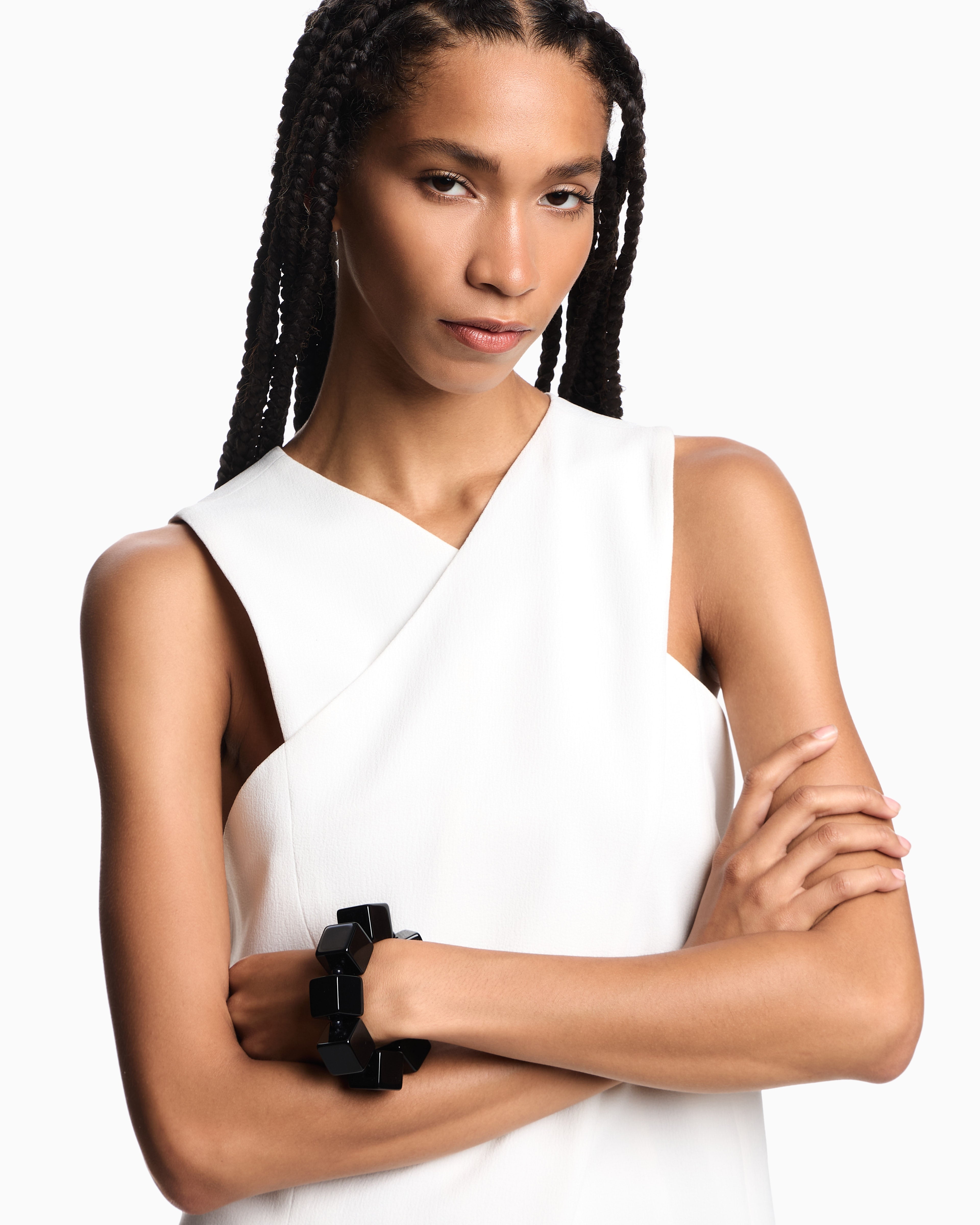 Emporio Armani Stretch sandblasted fabric crossover top