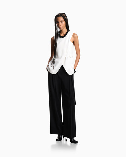 Emporio Armani Stretch sandblasted fabric crossover top