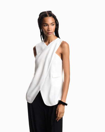 Emporio Armani Stretch sandblasted fabric crossover top