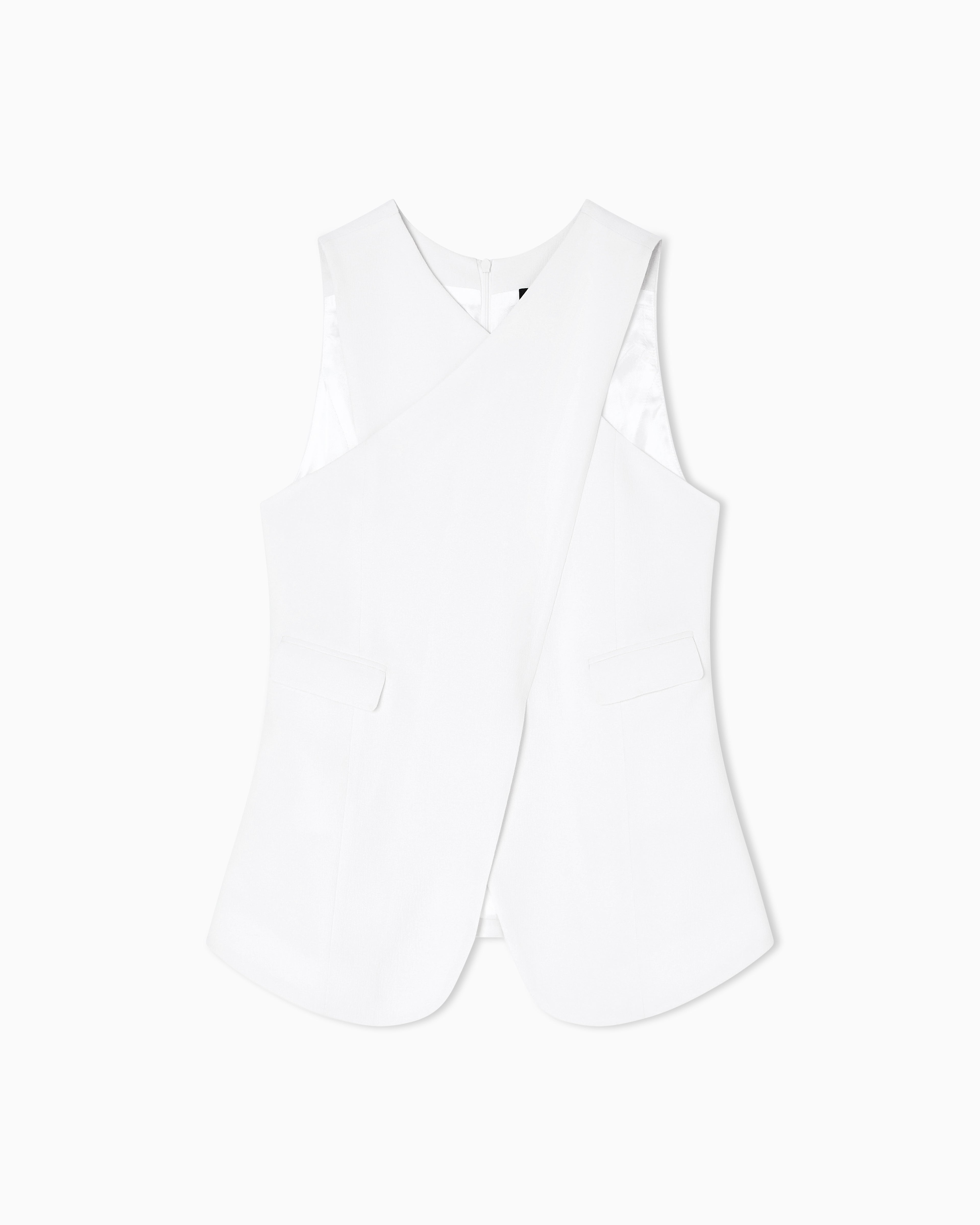 Emporio Armani Stretch sandblasted fabric crossover top