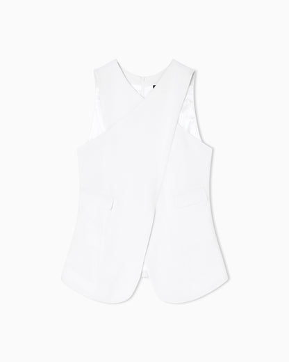 Emporio Armani Stretch sandblasted fabric crossover top