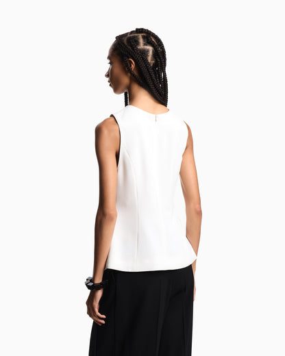 Emporio Armani Stretch sandblasted fabric crossover top