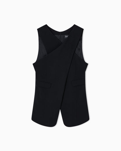 Emporio Armani Stretch sandblasted fabric crossover top