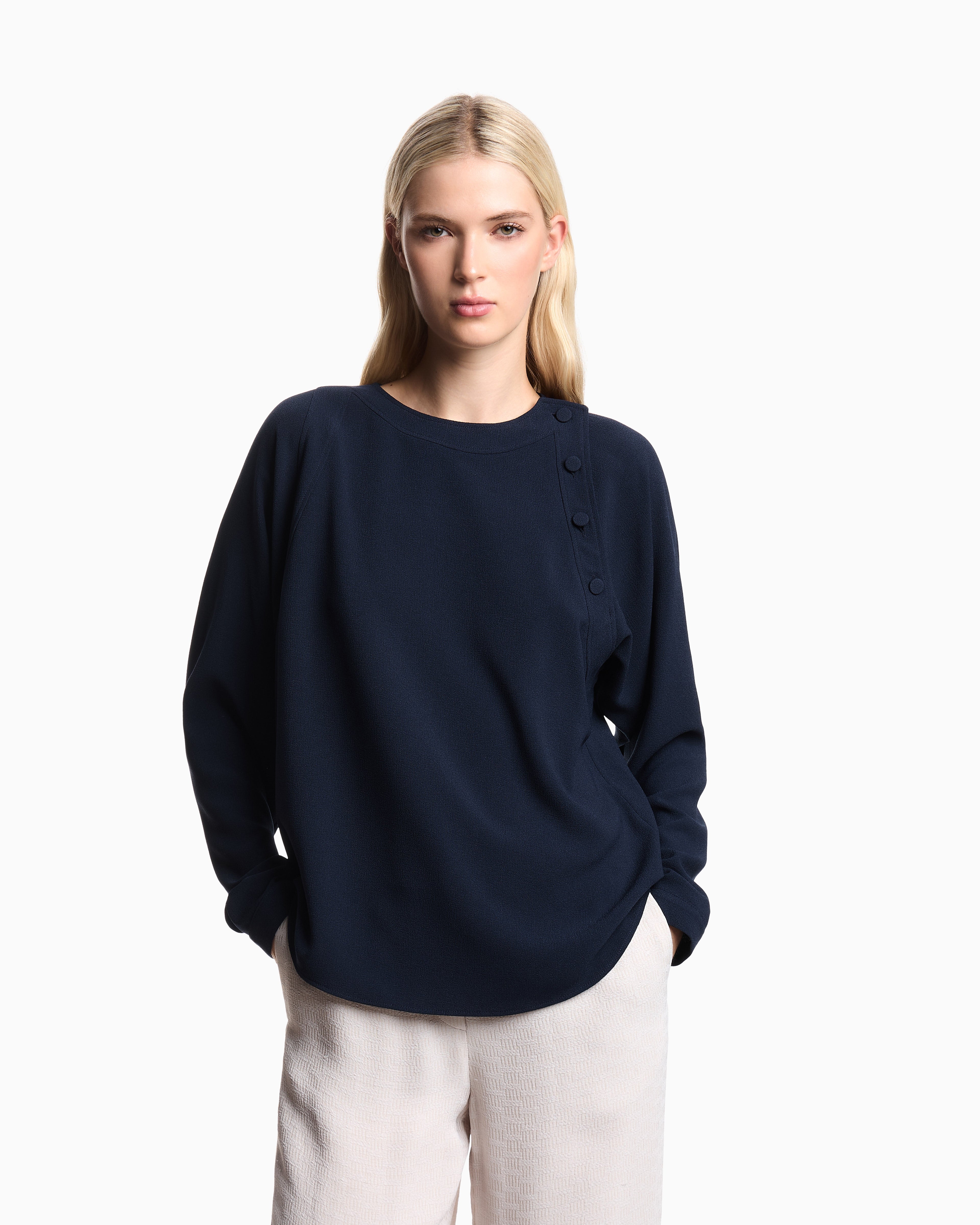 Emporio Armani Stretch sandblasted fabric blouse