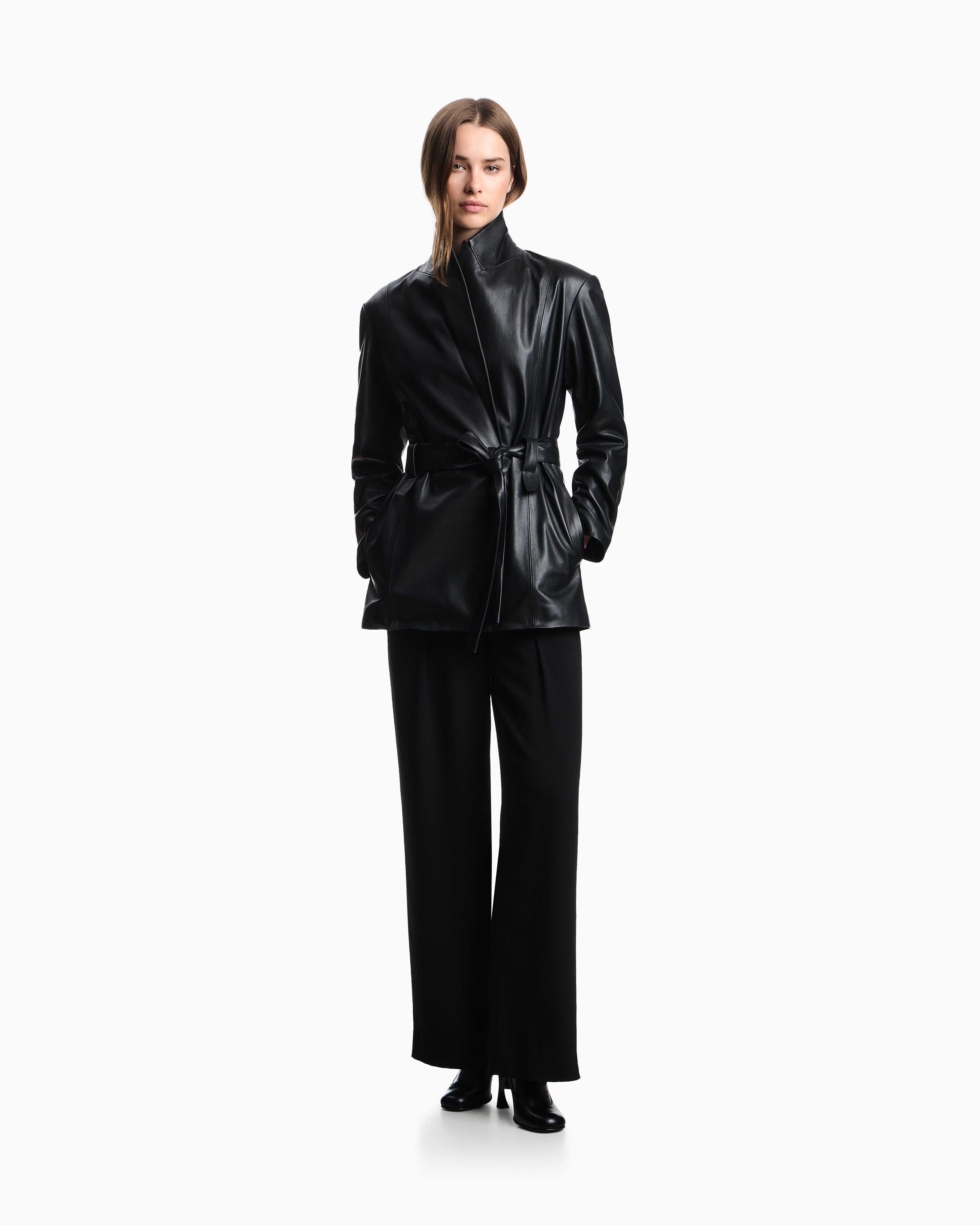 Emporio Armani Stretch sandblasted fabric trousers with pleats