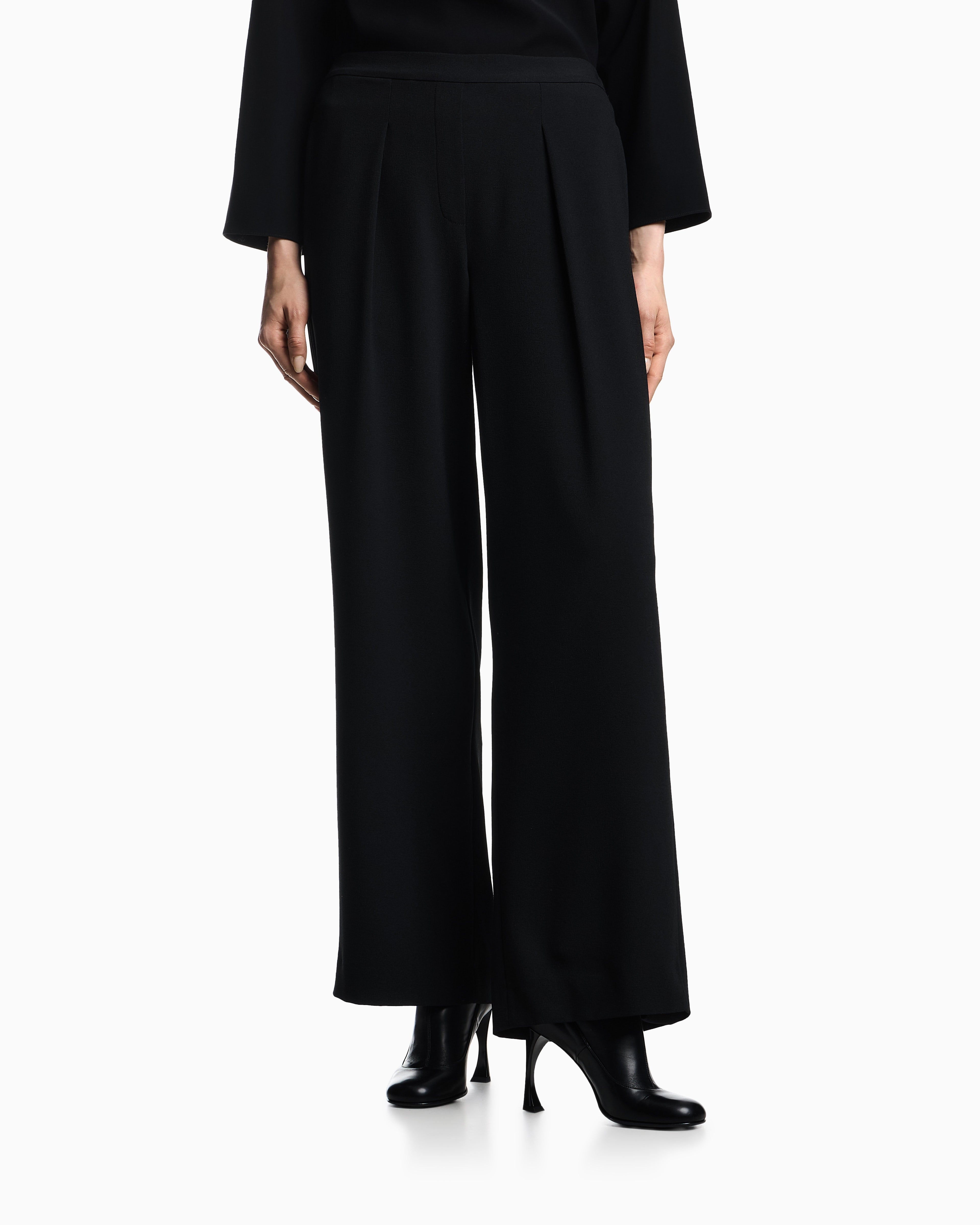 Emporio Armani Stretch sandblasted fabric trousers with pleats