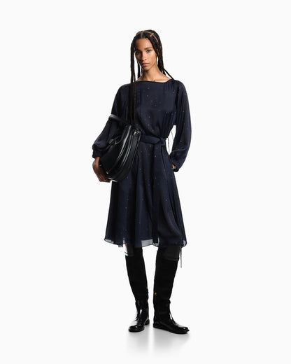 Emporio Armani Polka-dot print satin dress with belt