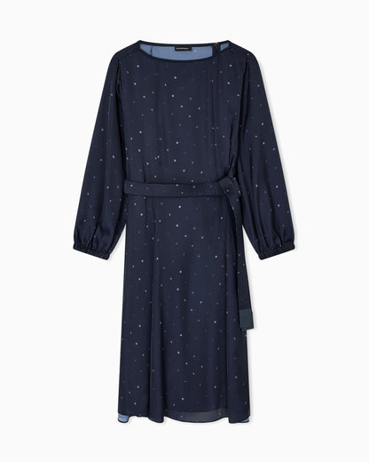 Emporio Armani Polka-dot print satin dress with belt