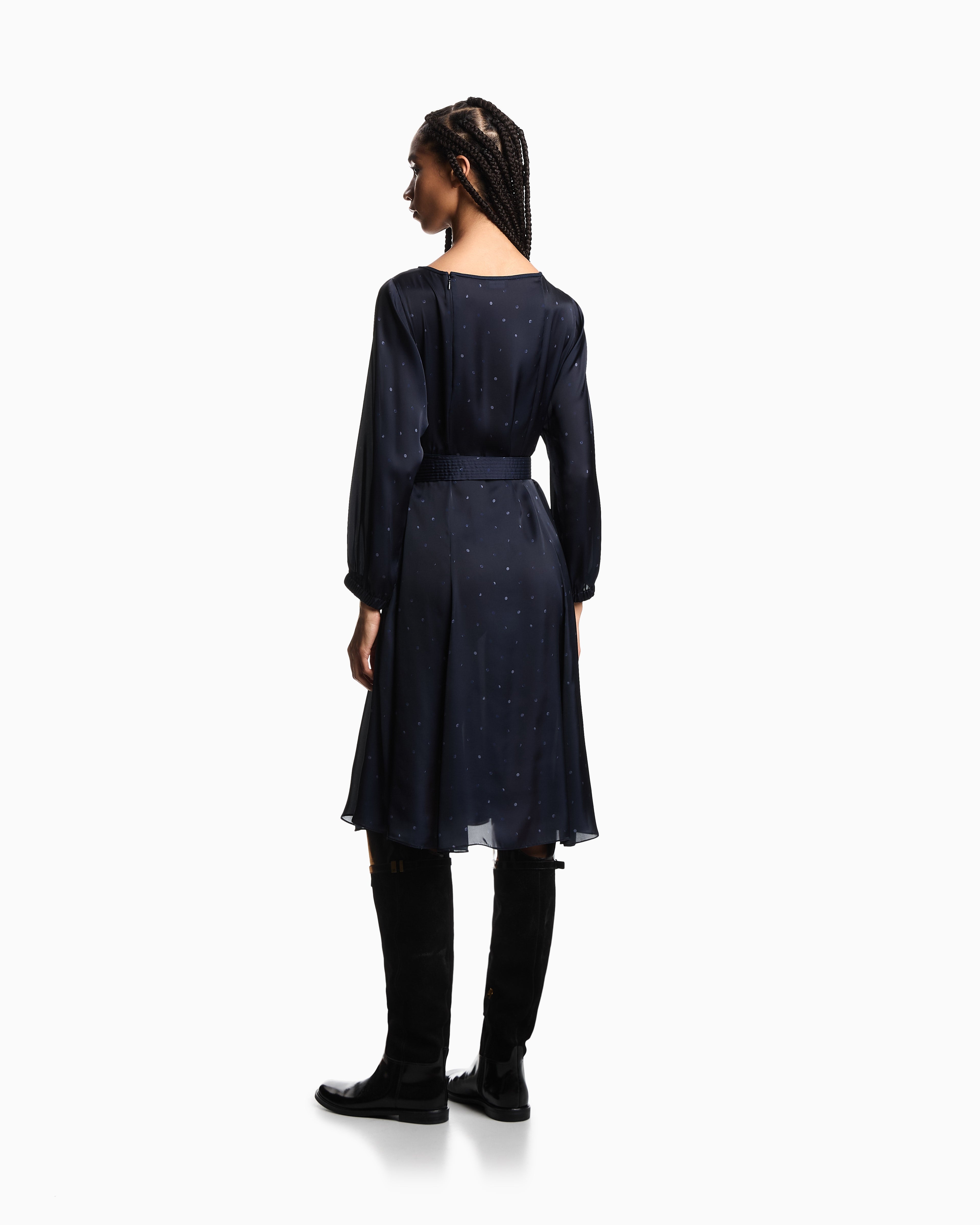 Emporio Armani Polka-dot print satin dress with belt