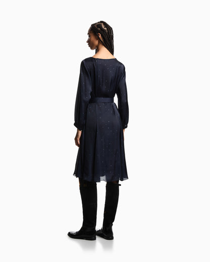 Emporio Armani Polka-dot print satin dress with belt