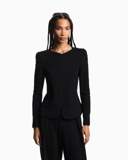 Emporio Armani Chevron motif jersey zip-up jacket