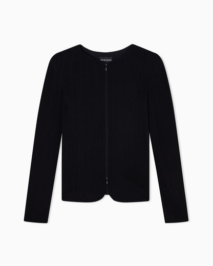 Emporio Armani Chevron motif jersey zip-up jacket