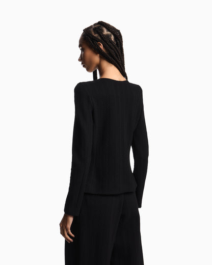 Emporio Armani Chevron motif jersey zip-up jacket