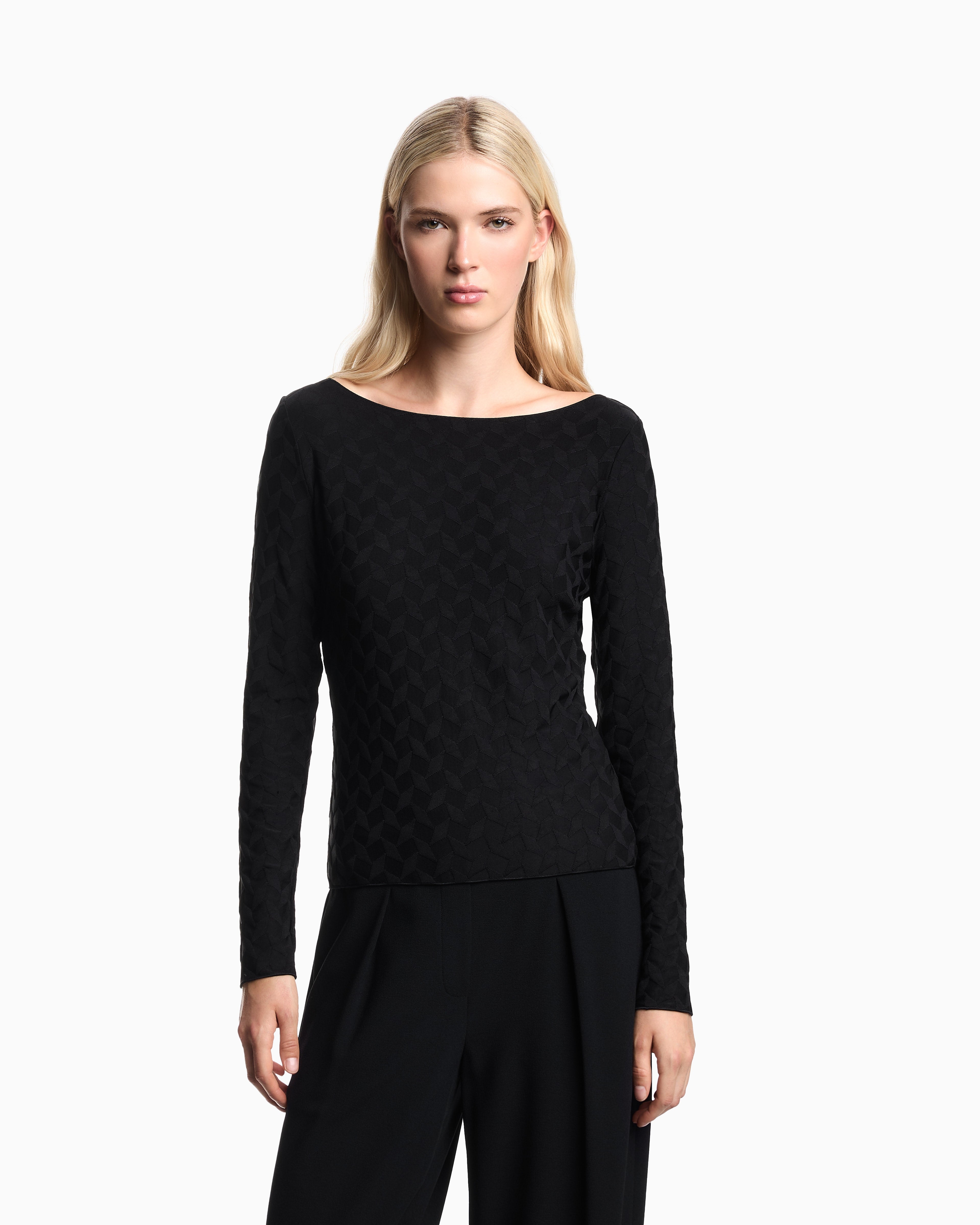 Emporio Armani Jacquard jersey jumper with a geometric pattern