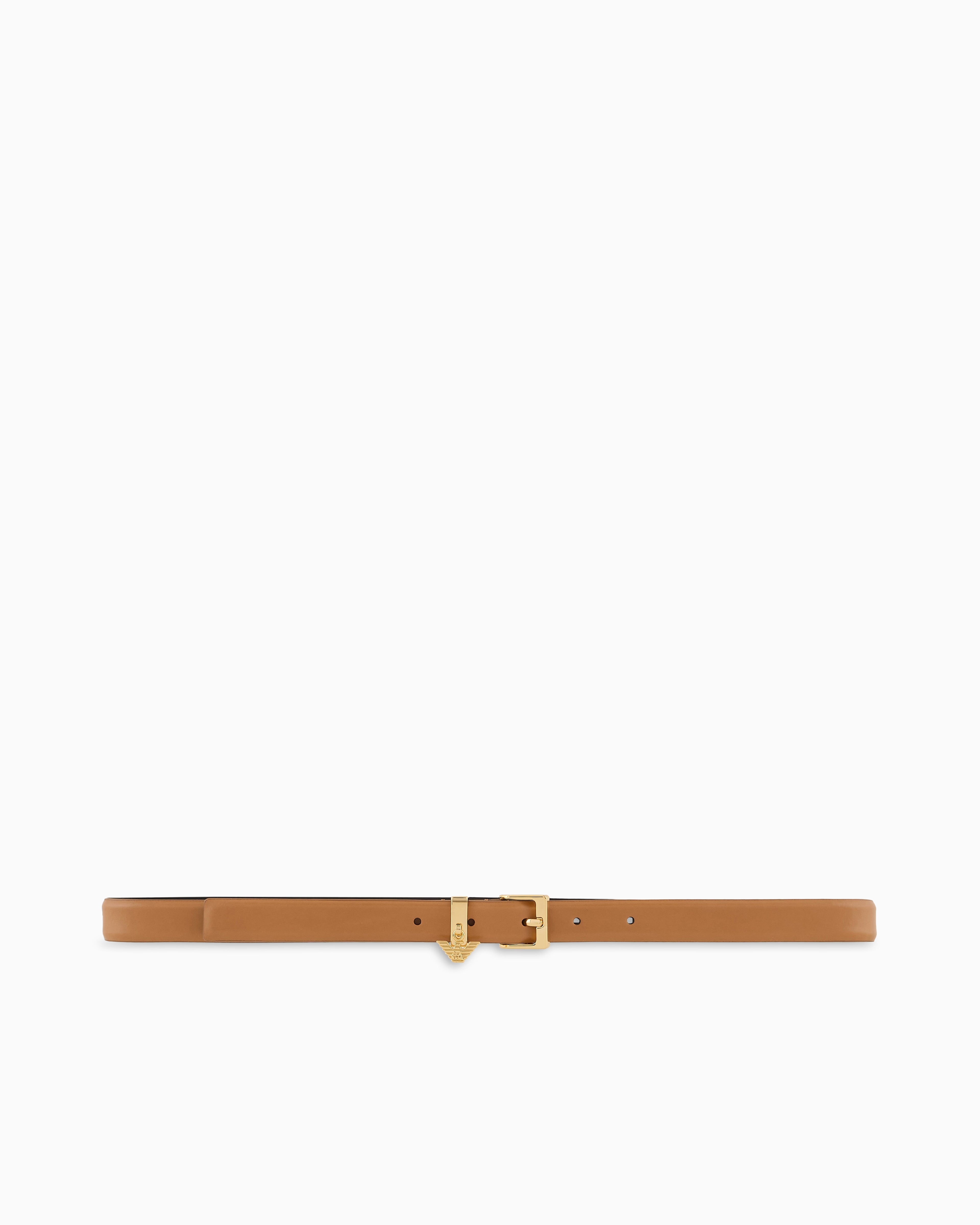 Emporio Armani Smooth leather belt with eagle logo charm