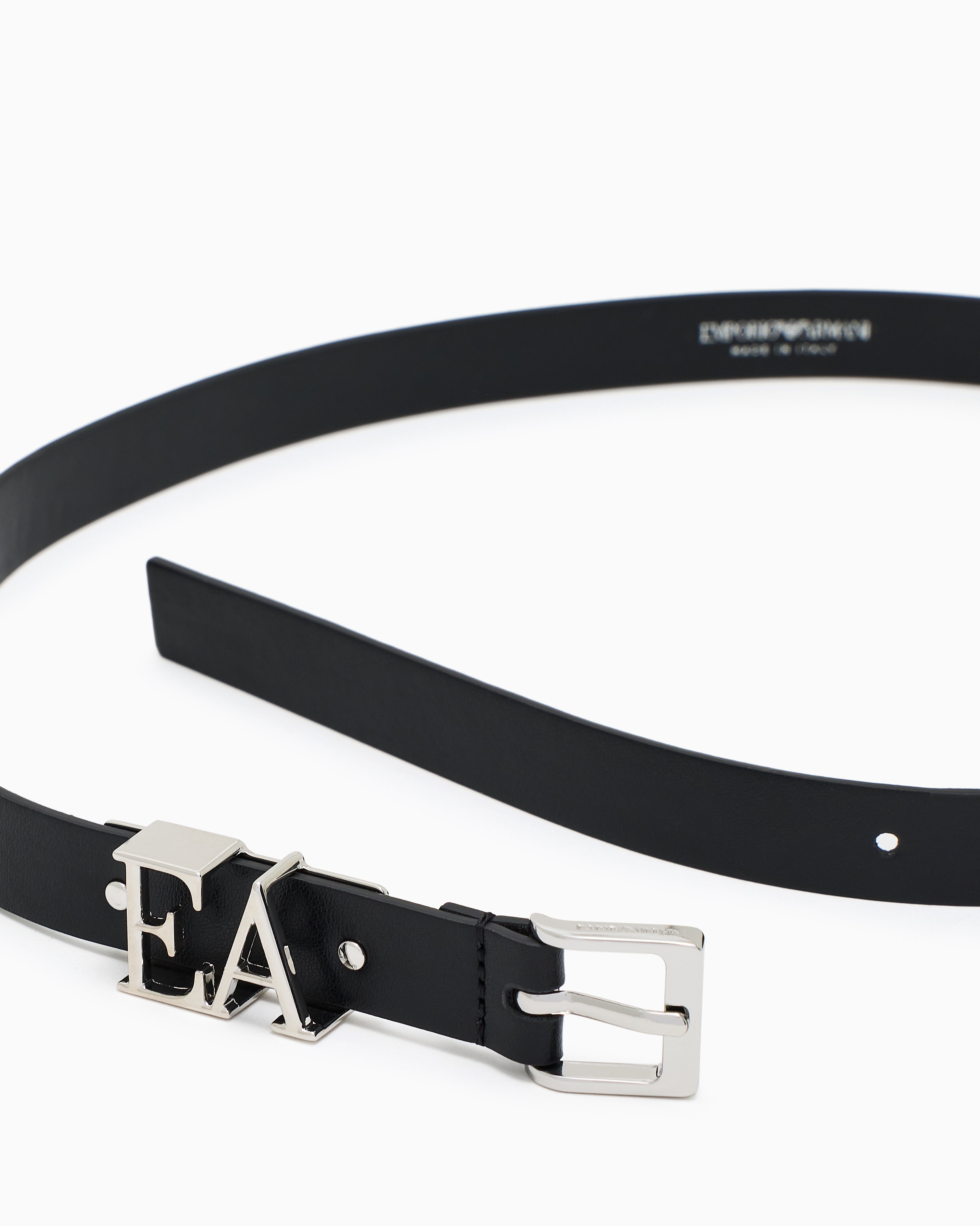 Emporio Armani Smooth leather belt with moulded EA buckle