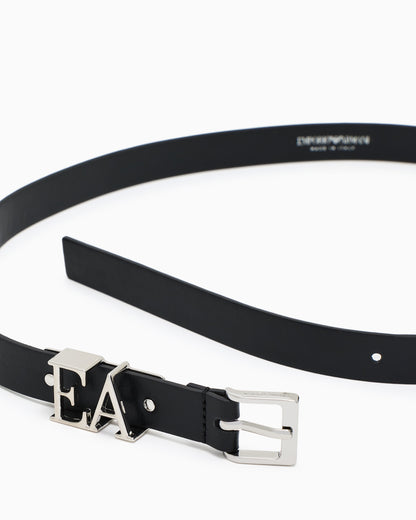 Emporio Armani Smooth leather belt with moulded EA buckle