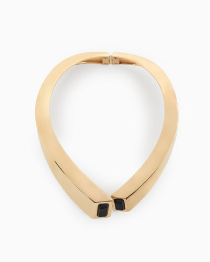 Emporio Armani Gold Collar Necklace with Black Accents