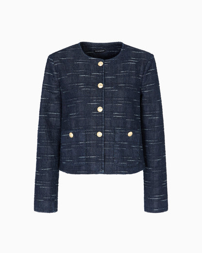 Emporio Armani Check motif jacquard denim jacket