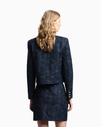 Emporio Armani Check motif jacquard denim jacket