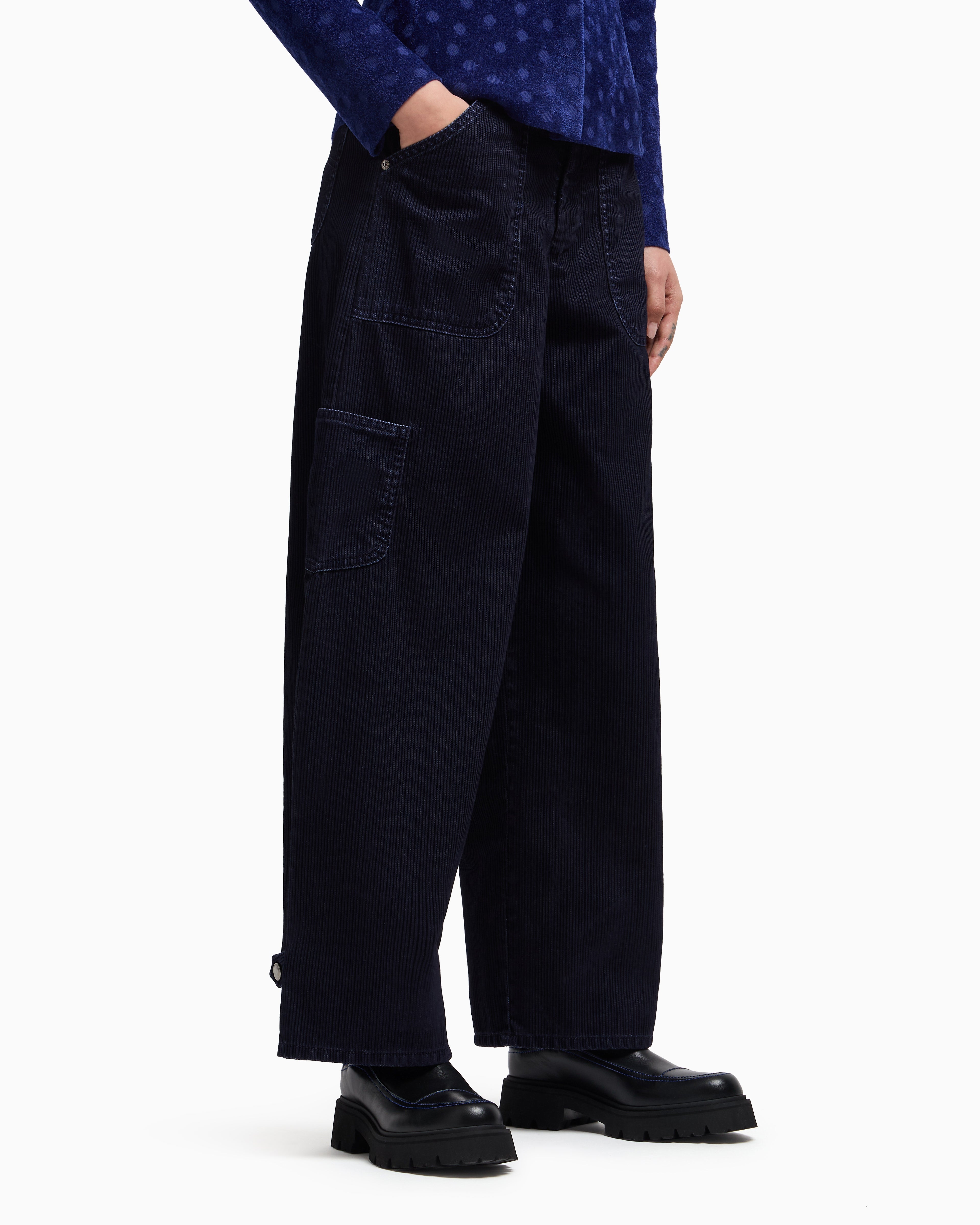 Emporio Armani J2G flocked-rib garment-dyed drill cargo jeans