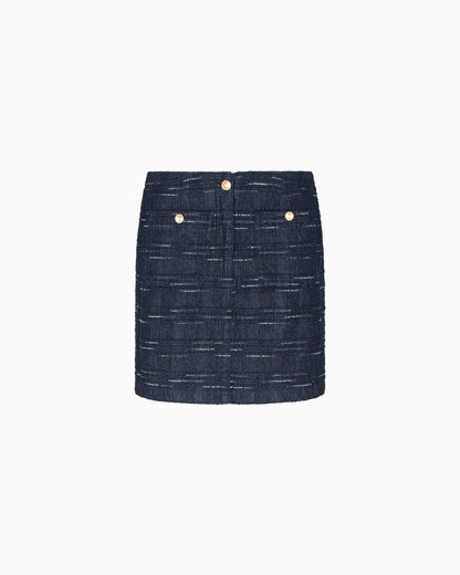 Emporio Armani Jacquard denim skirt with check motif
