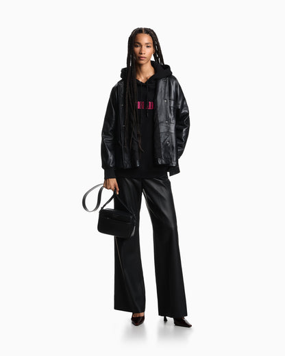 Emporio Armani ASV oversized shirt jacket in dappled nappa lambskin