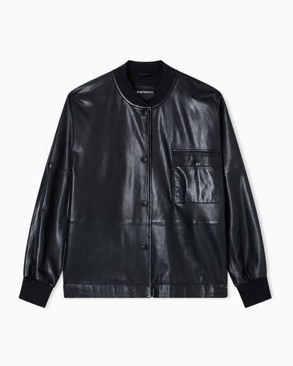 Emporio Armani ASV oversized shirt jacket in dappled nappa lambskin