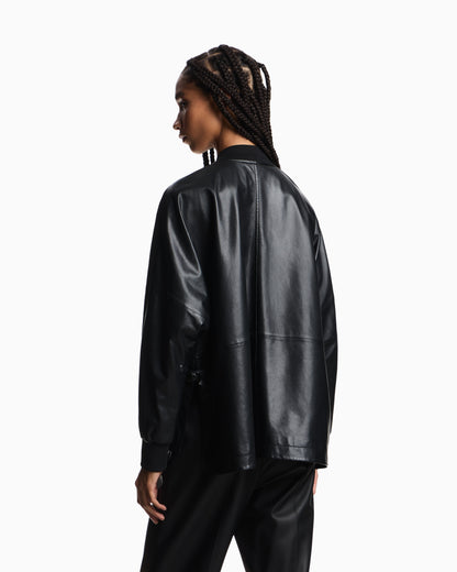 Emporio Armani ASV oversized shirt jacket in dappled nappa lambskin