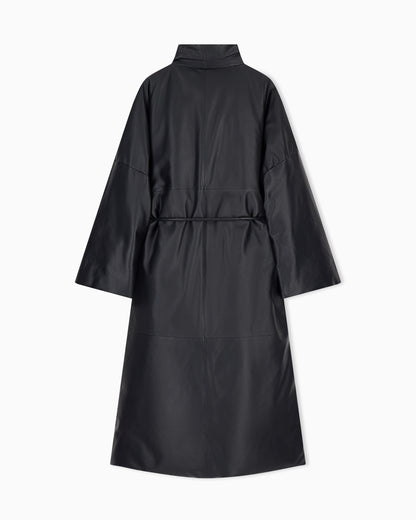 Emporio Armani reversible oversized long down jacket in lambskin nappa leather