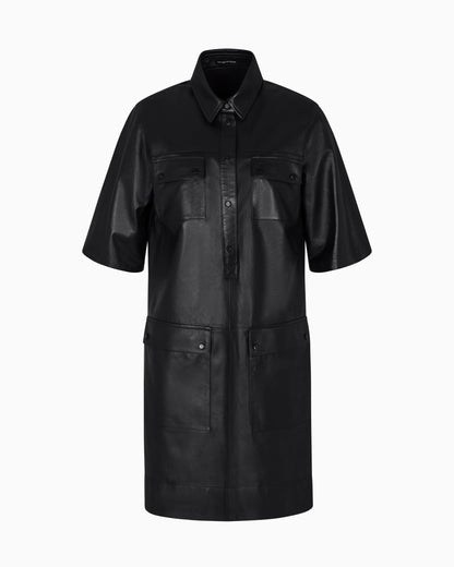 Emporio Armani Short-sleeved dress in nappa lambskin