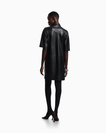 Emporio Armani Short-sleeved dress in nappa lambskin