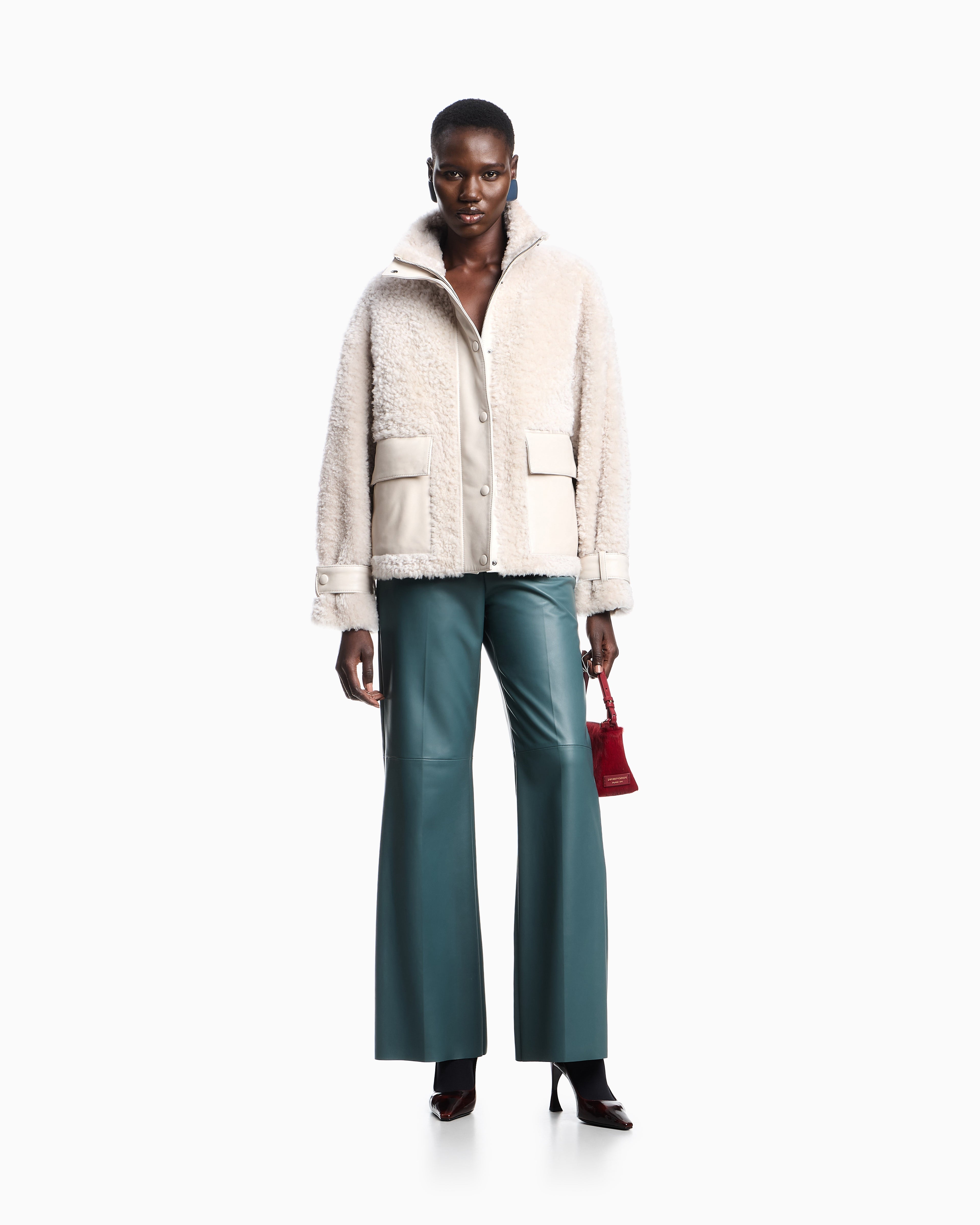 Emporio Armani Glove-quality lambskin nappa leather palazzo trousers