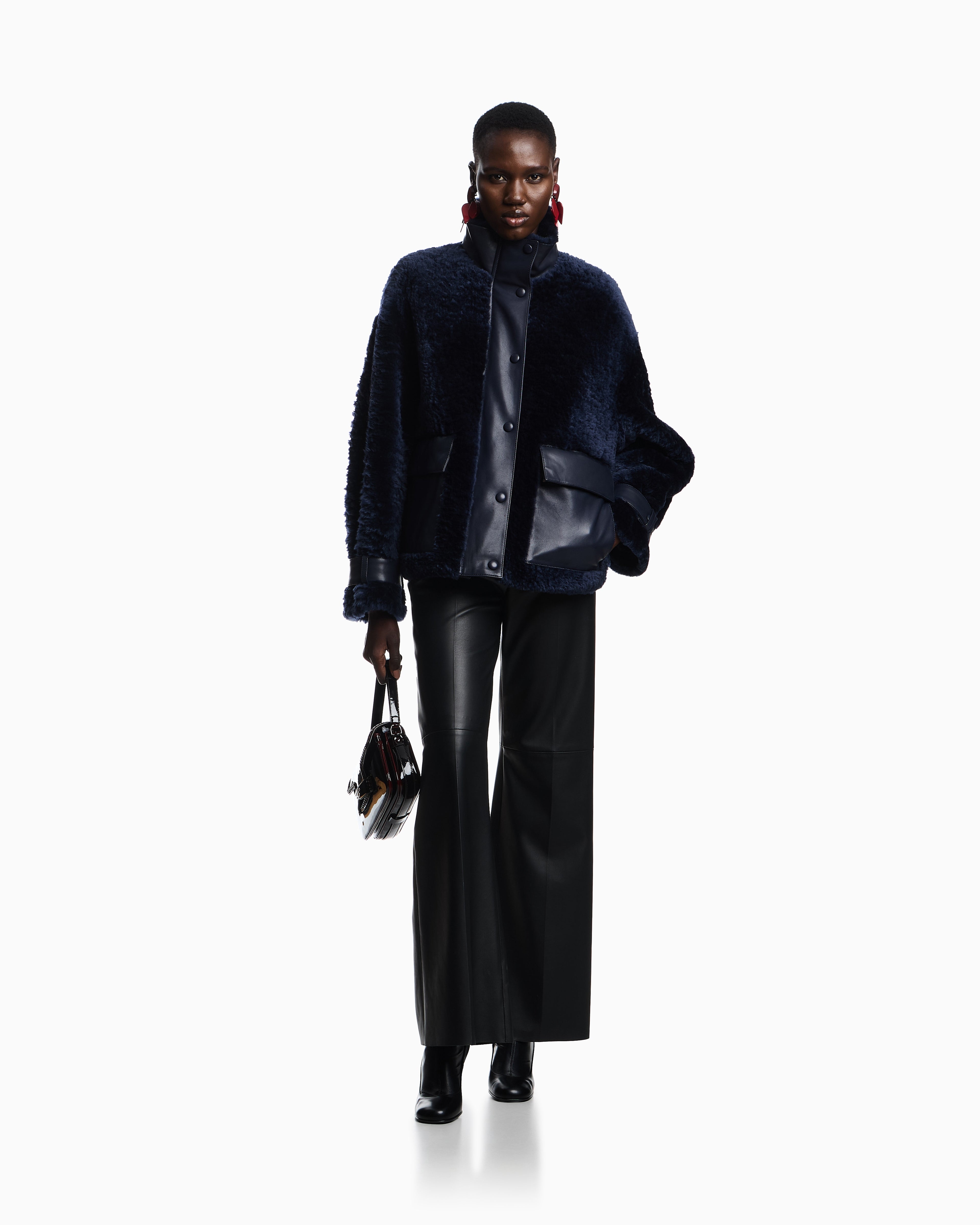 Emporio Armani Glove-quality lambskin nappa leather palazzo trousers
