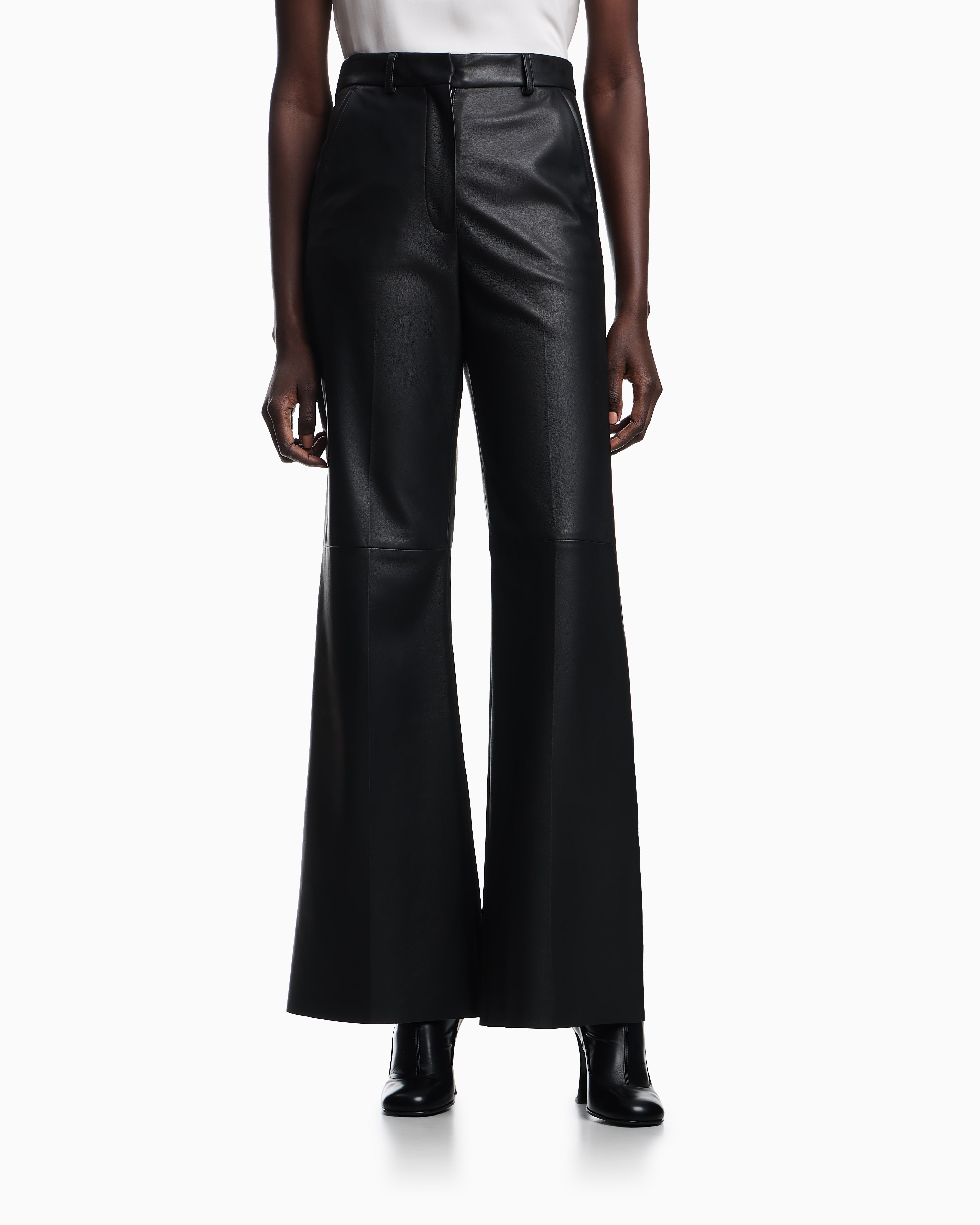 Emporio Armani Glove-quality lambskin nappa leather palazzo trousers