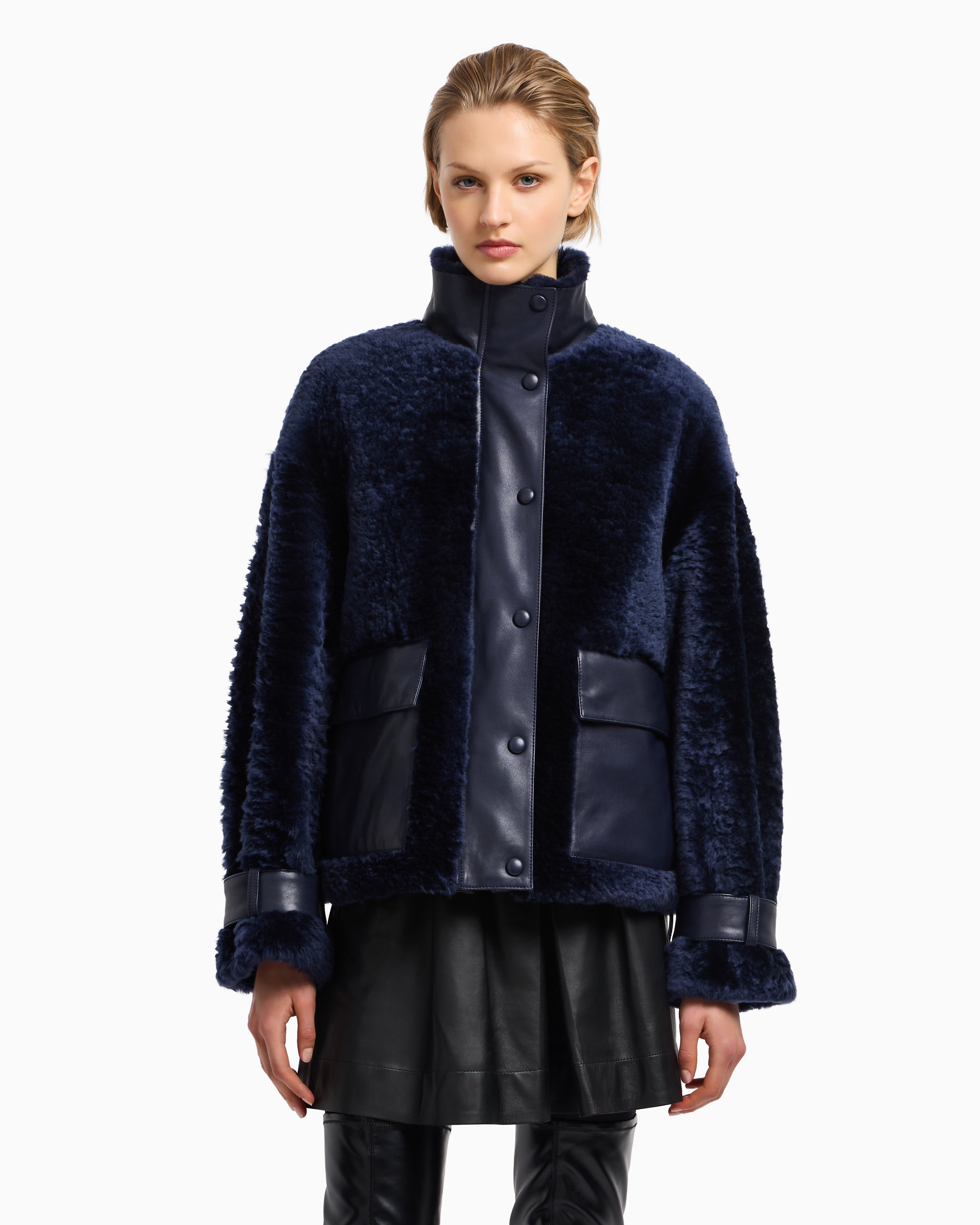 Emporio Armani Lamb shearling sheepskin with nappa-leather details