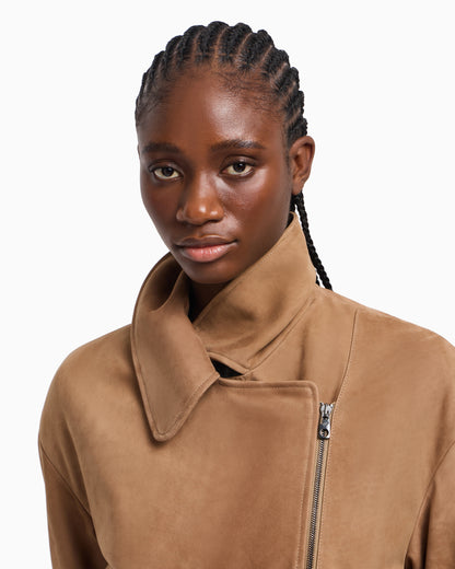Emporio Armani Icon nubuck calf leather biker jacket
