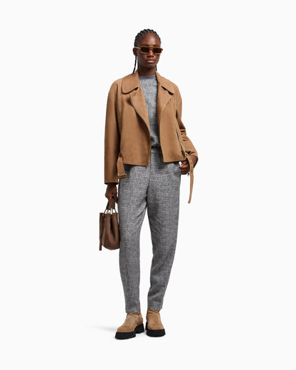 Emporio Armani Icon nubuck calf leather biker jacket