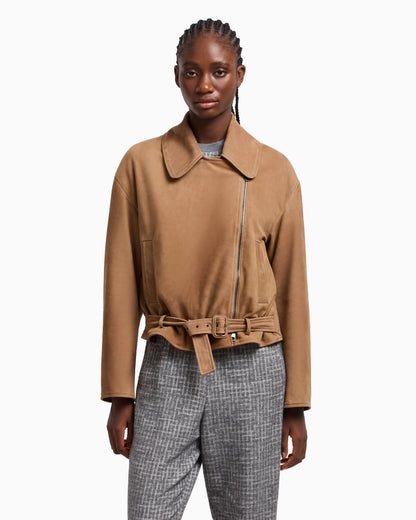Emporio Armani Icon nubuck calf leather biker jacket