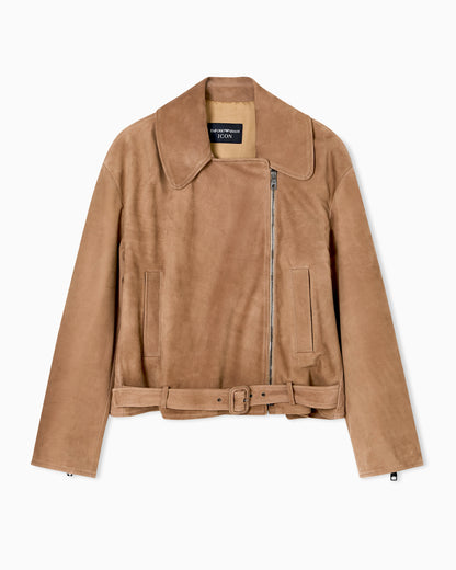 Emporio Armani Icon nubuck calf leather biker jacket
